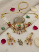 Wholesale Fashion Heritage Rajwadi Kundan Gold Plated Choker Set | Bulk Export Quality Imitation Jewellery - Image 2