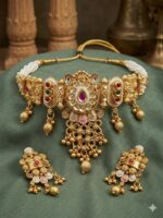 Wholesale Fashion Heritage Rajwadi Kundan Gold Plated Choker Set | Bulk Export Quality Imitation Jewellery - Image 2