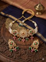 Wholesale Fashion Heritage Rajwadi Kundan Gold Plated Choker Set | Bulk Export Quality Imitation Jewellery - Image 2