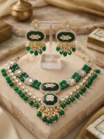 Wholesale Light Gold Plated Kundan Double Layer Choker Jewellery Set | Manufacturer Bulk Imitation Jewelry - Image 2