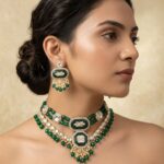 Wholesale Light Gold Plated Kundan Double Layer Choker Jewellery Set | Manufacturer Bulk Imitation Jewelry