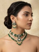 Wholesale Light Gold Plated Kundan Double Layer Choker Jewellery Set | Manufacturer Bulk Imitation Jewelry