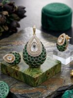 Wholesale Moissanite Epoxy Meenakari Gold Plated Pendent Set & Earring | Bulk Fashion Jewellery Manufacturer - Image 3