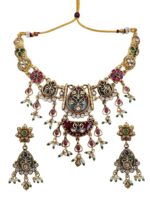 Kundan Meenakari Bridal Necklace Set with Earrings | Gold Plated Antique Jewellery – Wholesale & Export Quality - Image 3