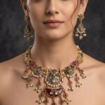 Kundan Meenakari Bridal Necklace Set with Earrings | Gold Plated Antique Jewellery – Wholesale & Export Quality