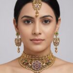 Antique Gold Kundan Polki Choker Necklace Set with Maang Tikka & Earrings | Wholesale Bridal Jewellery Supplier – Export Quality