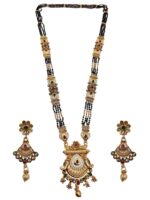 Shop our wholesale mangalsutra necklace set in antique gold with meenakari & kundan work. Export quality, bulk pricing. Order now! - Image 3
