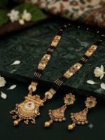 Shop our wholesale mangalsutra necklace set in antique gold with meenakari & kundan work. Export quality, bulk pricing. Order now! - Image 2