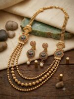 Wholesale Heritage Temple Jewellery Set – Kemp Stone Haram | B2B - Image 2