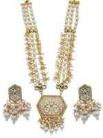 Gold Plated Kundan Pearl Necklace Set | Meenakari Bridal Jewelry Wholesale - Image 2