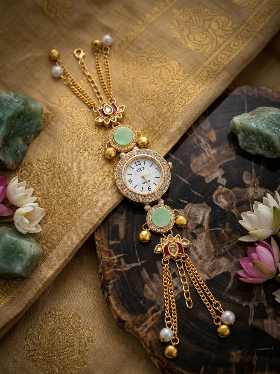 WC02_0240165_WEBSITE Wholesale Gold Plated Kashmiri Watch For Women - Image 1