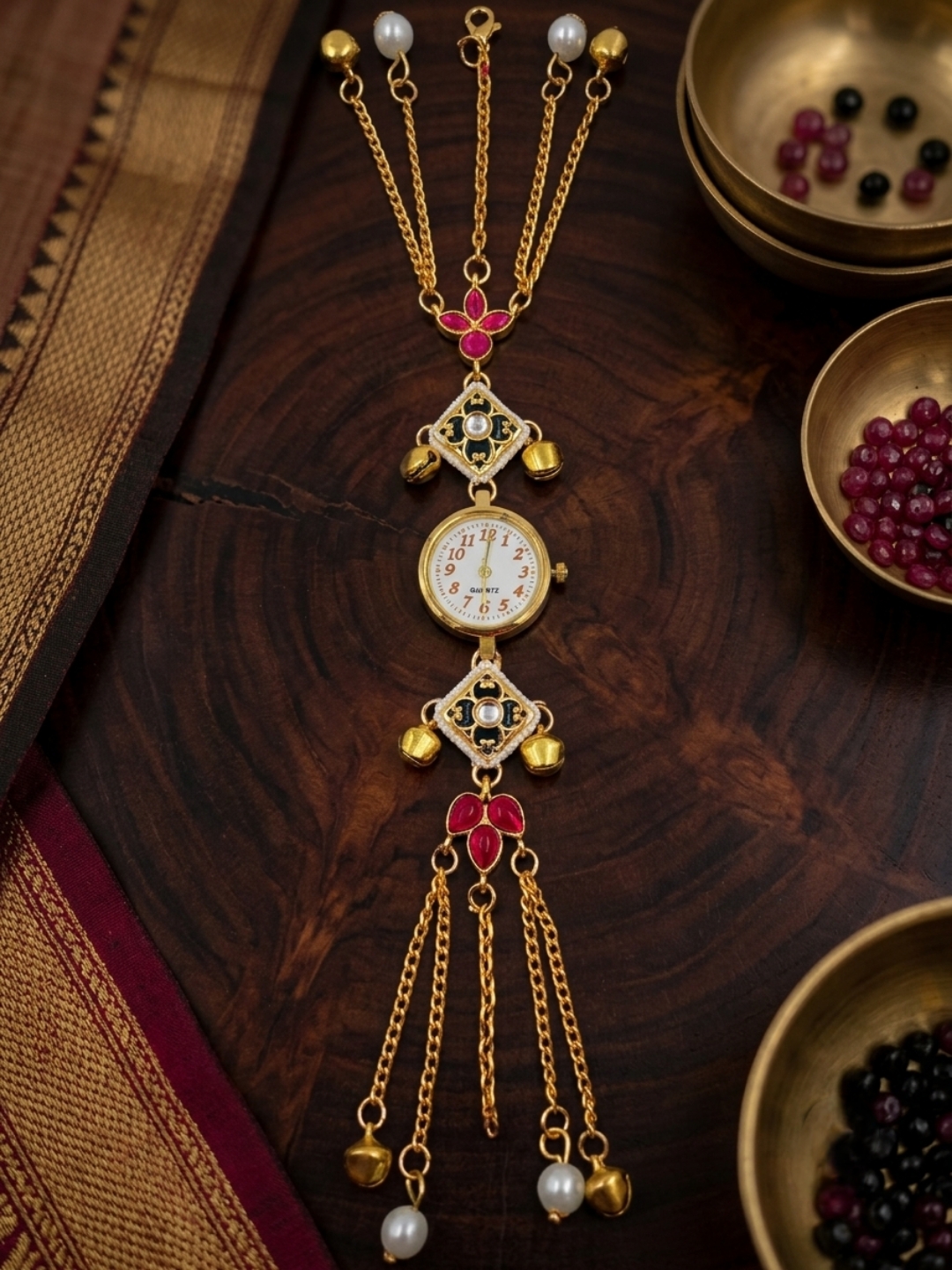 WC08_0240155_AARNAA Wholesale Gold Plated Kashmiri Watch For Women - Image 1